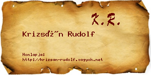 Krizsán Rudolf névjegykártya